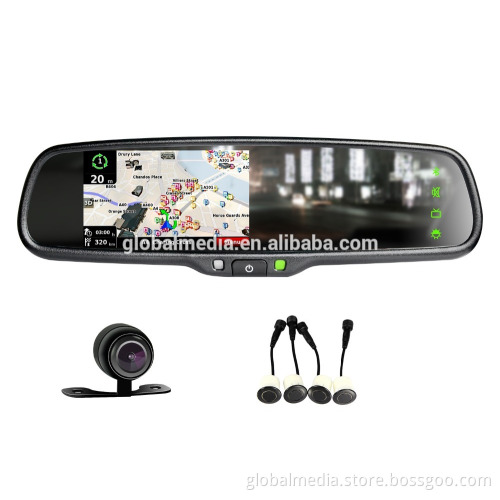 Car rear view mirror with Navigation/gps and Adjustable parking lines